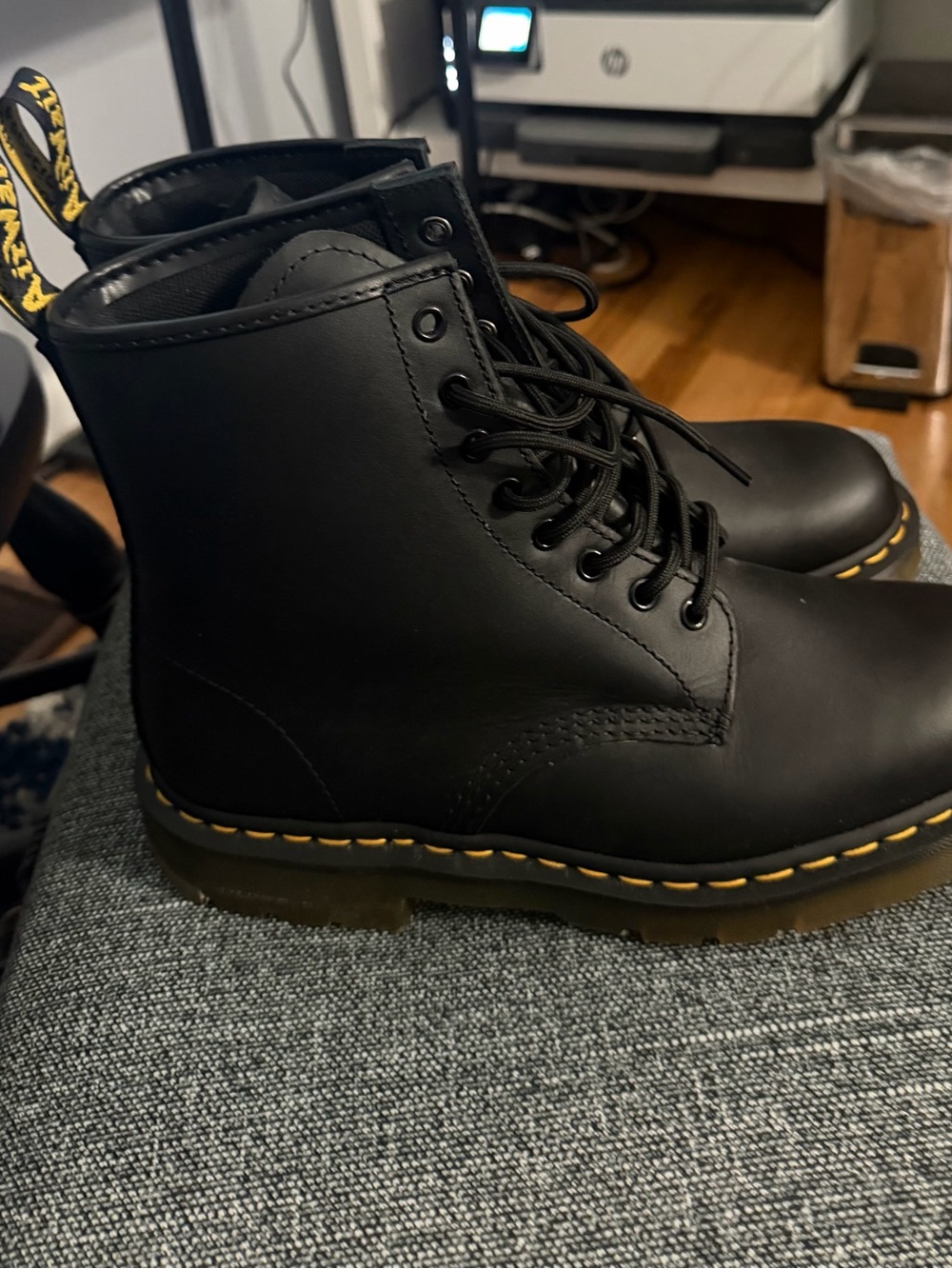 Brand new Men's Black Lace-Up Dr. Marten boots with winter grip soles. - Picture 2 of 6